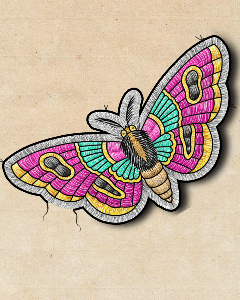 flash tatouage broderie papillon