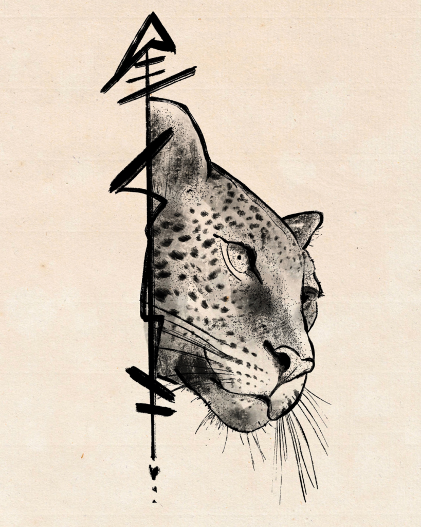 flash tatouage leopard fleche
