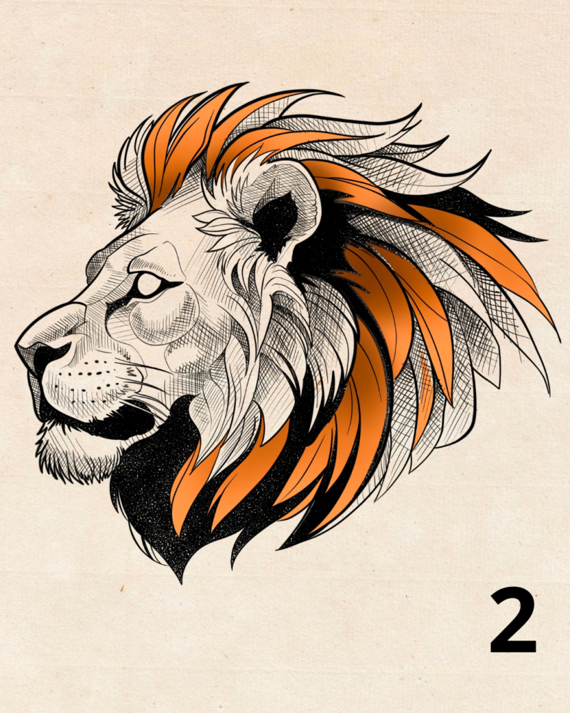 flash tattoo lion graphique