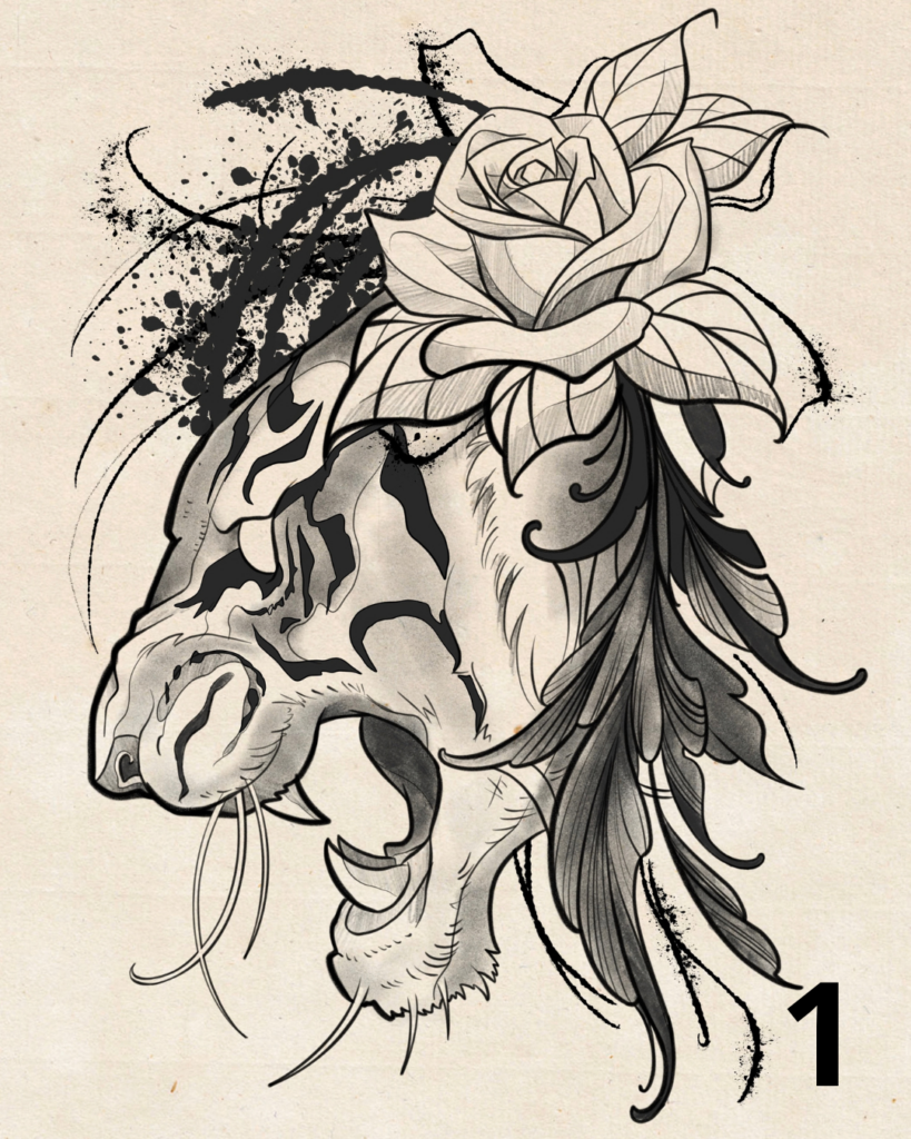 flash tigre rose noir et gris