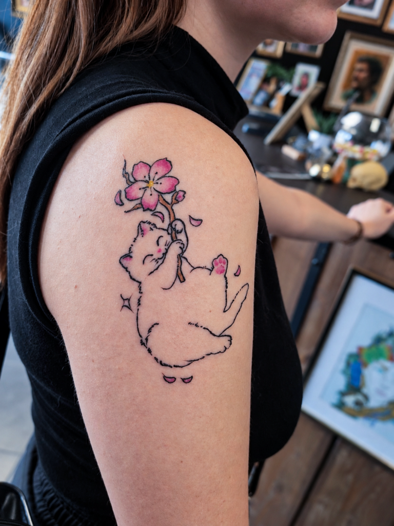 tatouage chat sakura
