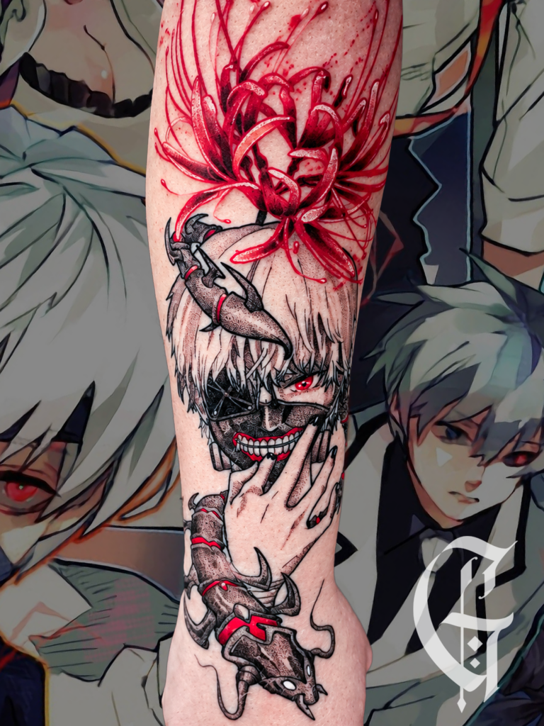 tatouage tokyo ghoul noir et gris